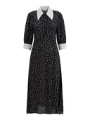 Mar De Margaritas - Abito Midi Con Manica A 3/4 E Colletto Camicia - Mmabw01788-Tvi0008-Ne149 - Margheritine Nero
