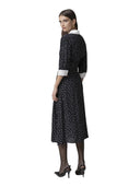 Mar De Margaritas - Abito Midi Con Manica A 3/4 E Colletto Camicia - Mmabw01788-Tvi0008-Ne149 - Margheritine Nero