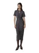 Mar De Margaritas - Abito Midi A Mezza Manica Arricciato - Mmabw01855-Tvi0006-Ne148 - Rose Rampicanti Nero