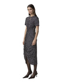 Mar De Margaritas - Abito Midi A Mezza Manica Arricciato - Mmabw01855-Tvi0006-Ne148 - Rose Rampicanti Nero