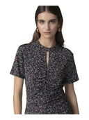 Mar De Margaritas - Abito Midi A Mezza Manica Arricciato - Mmabw01855-Tvi0006-Ne148 - Rose Rampicanti Nero