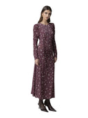 Mar De Margaritas - Abito Midi Con Arricciatura Laterale E Bottoncini - Mmabw01860-Tvi0006-Rs103 - Piccoli Bouquet Bordeaux
