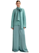 essentiel antwerp - pantaloni a gamba larga in raso - ixie-pb20 - poseidon blue