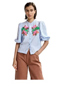 Essentiel Antwerp - Camicia Jaiden con maniche voluminose - Jaiden-J2Nb - Combo2 Nile Blue