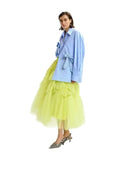 Essentiel Antwerp - Camicia Jiwi cotone oversize a righe con fiocchi - Jiwi-J1Nb - Bianco/Blu/Nero