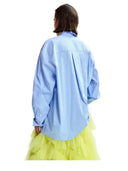 Essentiel Antwerp - Camicia Jiwi cotone oversize a righe con fiocchi - Jiwi-J1Nb - Bianco/Blu/Nero