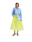 Essentiel Antwerp - Camicia Jiwi cotone oversize a righe con fiocchi - Jiwi-J1Nb - Bianco/Blu/Nero