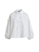 Essentiel Antwerp - Camicia Joella in cotone con fiori applicati - Joella-J2Wh - Combo2 White