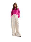 Essentiel Antwerp - Pantaloni Josha gessati a gamba larga - Josha-J1Vc - Combo1 Vanilla Cream