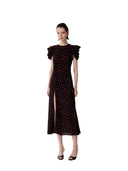 Mar De Margaritas - Kristel - Abito Midi Con Drappeggio E Bottoncini - Mmabw01537-Ne134 - Rose Nero