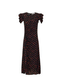 Mar De Margaritas - Kristel - Abito Midi Con Drappeggio E Bottoncini - Mmabw01537-Ne134 - Rose Nero