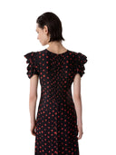 Mar De Margaritas - Kristel - Abito Midi Con Drappeggio E Bottoncini - Mmabw01537-Ne134 - Rose Nero