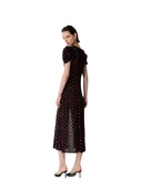 Mar De Margaritas - Kristel - Abito Midi Con Drappeggio E Bottoncini - Mmabw01537-Ne134 - Rose Nero