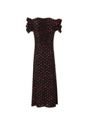 Mar De Margaritas - Kristel - Abito Midi Con Drappeggio E Bottoncini - Mmabw01537-Ne134 - Rose Nero