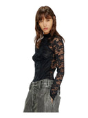 Diesel - Body Vivian in pizzo di nylon con schiena scoperta - A225720Drak-900 - 009 - Ebony