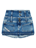 Diesel - Minigonna pantaloncino in denim con doppia cintura - A23281007Eu-01-900 - Denim
