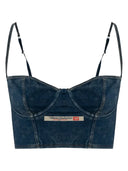 Diesel - Top Sheila in denim con logo - A225490Tjbv-8Bfa - 403 - Dark/Blue