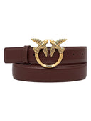 Pinko - Cintura Love Birds in pelle 3cm - 100125A0F1-L88Q - Castano Intenso-Antique Gold