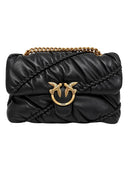 Pinko - Borsa Love Bag Mini Puff in Pelle Crinkle - 107162A0F2-Z99Q - Nero-Antique Gold