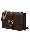 Pinko - Borsa a mano media Love Bag One in pelle New Buckl - 107621A0F1-M12Q - Marrone Marasca-Antique Gold