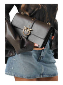 Pinko - Borsa a mano media Love Bag One in pelle New Buckl - 107621A0F1-M12Q - Marrone Marasca-Antique Gold