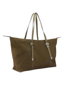 Pinko - Borsa tote in suede con dettagli texani - 107649A0F6-V65N - Militar Green-Nickel
