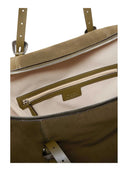 Pinko - Borsa tote in suede con dettagli texani - 107649A0F6-V65N - Militar Green-Nickel