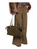 Pinko - Borsa tote in suede con dettagli texani - 107649A0F6-V65N - Militar Green-Nickel