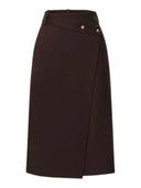 Pinko - Gonna Marzemino longuette in misto lana - 107713A3Ms-M04 - Marrone Oltre Buio