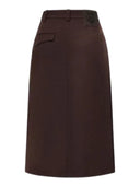 Pinko - Gonna Marzemino longuette in misto lana - 107713A3Ms-M04 - Marrone Oltre Buio