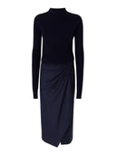 Pinko - Abito midi Dianella in lana con gonna gessata - 107795A3Mc-Ei1 - Blu/Grigio