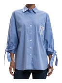 Twinset - Camicia Con Fiocchi Nelle Maniche - 262Tp276A-13914 - Bastonetto Azzurro/Neve