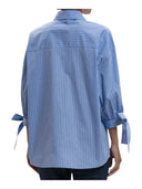Twinset - Camicia Con Fiocchi Nelle Maniche - 262Tp276A-13914 - Bastonetto Azzurro/Neve