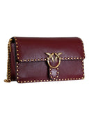 Pinko - Borsa a Tracolla Piccola in Pelle con Borchie - 107664A2Jg-Ww5Q - Ribes Intenso-Antique Gold