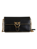 Pinko - Borsa a Tracolla Piccola in Pelle con Borchie. - 107664A2Jg-Z99Q - Nero-Antique Gold