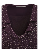 Mar De Margaritas - Abito Corto Con Rouches Su Scollatura - Mmabw01810-Tpl0036-Rs37 - Pois Acquerellato Bordeaux