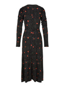 Mar De Margaritas - Abito Midi Con Arricciatura Laterale E Bottoncini - Mmabw01860-Tvi0006-Bl110 - Piccoli Bouquet Nero