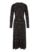 Mar De Margaritas - Abito Midi Con Arricciatura Laterale E Bottoncini - Mmabw01860-Tvi0006-Bl110 - Piccoli Bouquet Nero