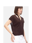 Alpha Studio - Scollo V S/Maniche Integrale Shiny Ribs - Ad-6171F-2009 - Cioccolato
