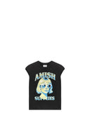 Amish - T-Shirt Muscle Tee UNISEX Jersey Short hair Marm - Amx207Cr623218-C0073 - Washed Black