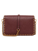 Pinko - Borsa a Tracolla Piccola in Pelle con Borchie - 107665A2Jg-Ww5Q - Ribes Intenso-Antique Gold