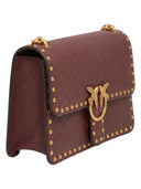 Pinko - Borsa a Tracolla Piccola in Pelle con Borchie - 107665A2Jg-Ww5Q - Ribes Intenso-Antique Gold