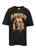 Amish - T-shirt Unisex Jersey Long hair Marmo broken - Amu146Cr633218-C0073 - Washed Black