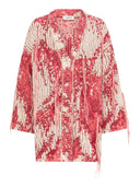 Laneus - Cardigan Over In Jacquard - F6Lawoca176-040 - Rosso