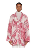Laneus - Cardigan Over In Jacquard - F6Lawoca176-040 - Rosso