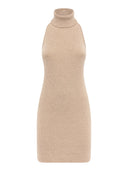 Laneus - Abito Mini Halterneck Lana E Angora - F6Lawokd137-036 - Panna