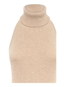 Laneus - Abito Mini Halterneck Lana E Angora - F6Lawokd137-036 - Panna