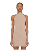 Laneus - Abito Mini Halterneck Lana E Angora - F6Lawokd137-036 - Panna
