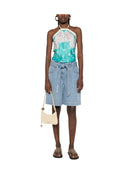 Pinko - Top Synchro Twill Stampa Banda - 106732-A38G-Sz4 - Multi. Verde/Bianco