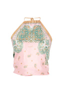 Pinko - Top Synchro Twill Stampa Banda - 106732-A38G-Nl4 - Rosa/Bruciato